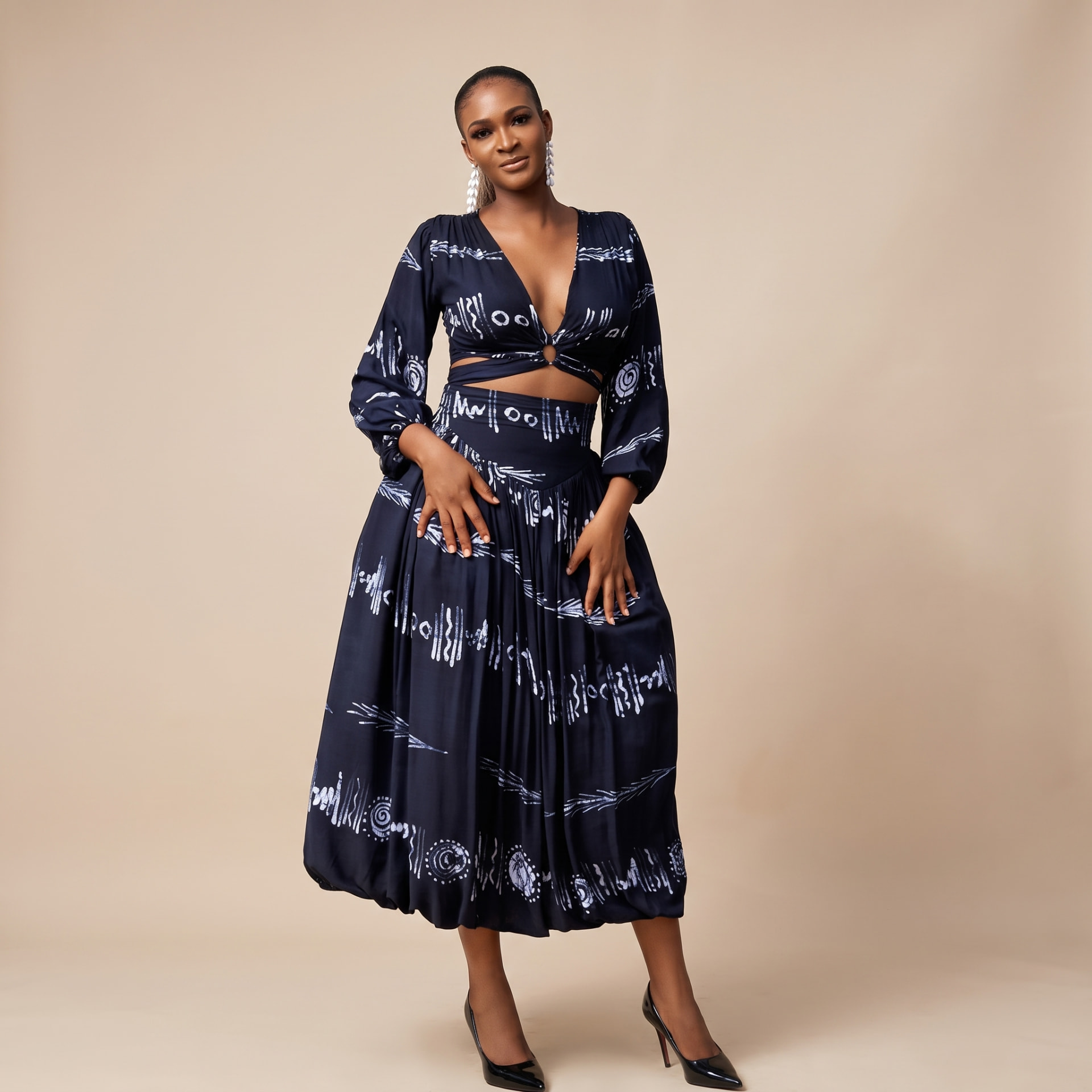 The Modupe Plunge Crop & Balloon Maxi Set